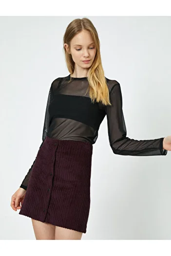 Koton Women's Burgundy Skirt 0KAL71004MW