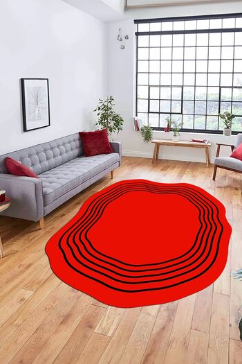 EY HOME Laser Cut Non-Slip Kitchen Rug - Digital Printing, Washable Frame, Red Laser-18