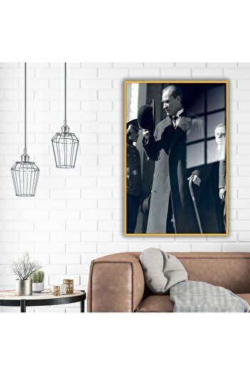 GAAGART Metal Çerçeveli Temperli Cam Ofis Tablosu Mustafa Kemal Atatürk
