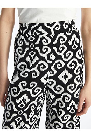 LC Waikiki Patterned Wide Leg - Elastic Waist Women's Trousers