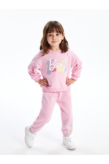 LC Waikiki Crew Neck Barbie Printed Baby Girl Sweatshirt and Leggings - Set of 2