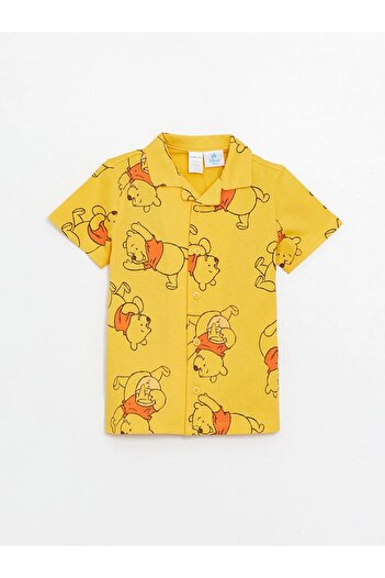LC Waikiki LCW baby Polo Yaka Kısa Kollu Winnie the Pooh Baskılı Erkek Bebek Pijama Takımı