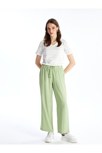 LC Waikiki Straight Wide Leg Women's Trousers with Elastic Waist
