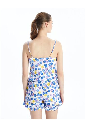 LC Waikiki Kadın Şortlu Tulum Pijama V Yaka Desenli Askılı