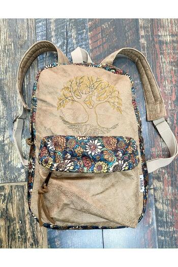 Street Bag Σακίδιο πλάτης με έθνικ σχέδιο κεντημένο Tree of Life - Αδιάβροχο καθημερινό ταξίδι