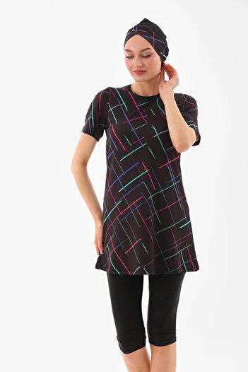 medipek Light Patterned Half Closed Lycra Hijab Swimsuit