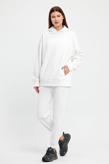 CrazyShopping Γυναικείο Σετ Φούτερ Fleece Oversize - Ελαστική μέση και πόδι, Τρεις κλωστές