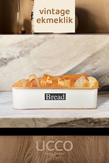 UCCO Retro Style Vintage White Metal Bread Bowl - Stylish and Durable Kitchen Bread Basket