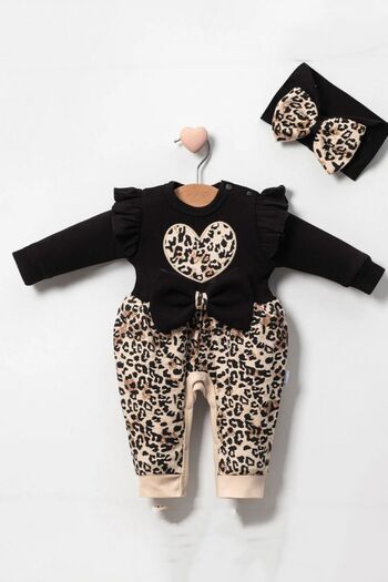 Cherub Baby 100% Cotton Bow Leopard Baby Jumpsuit