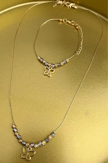 Modex Dorika Thin Chain Necklace & Bracelet Set Gift for Lover