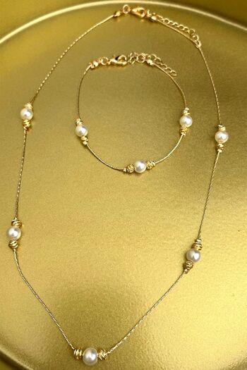 Modex Dorika Thin Chain Necklace & Bracelet Set Gift for Lover