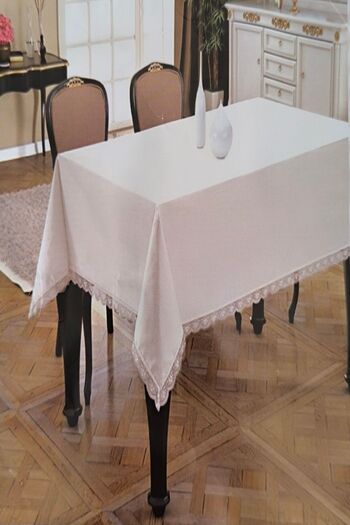 Mercan 140*180 cm Stain-Proof Slub Table Cloth Cappuccino