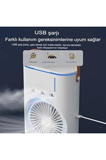 VOOKA Işıklı Spreyli Vantilatör Buzlu Buharlı Vantilatör Büyük Fan Nemlendirici Klima Soğutucu Çift Fanlı