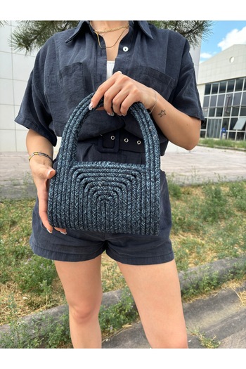MaVaux Mini Jute Straw Portfolio - Soft Clutch Handbag, Summer Fashion