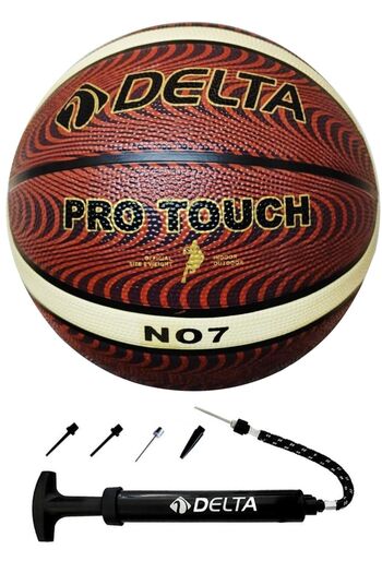 Delta Pro Touch Size 7 Dura-Strong Deluxe Basketball Ball + Multi-Functional Ball Pump Double Set