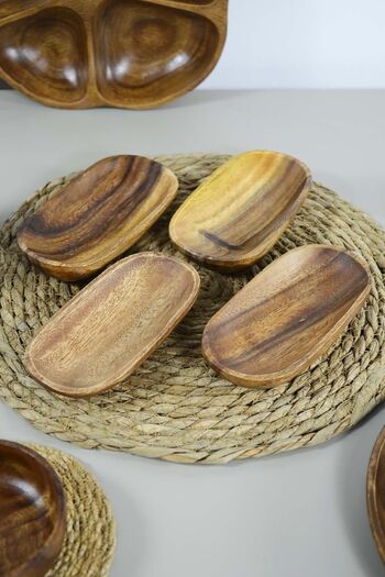 SepetçiBaba Tala - Acacia 4-Piece Oval Bowl