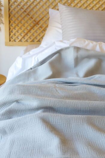 Tekstil Home Colorful Hotel Series Double Small Checker Pattern Pique Cotton 200x240 Size. Multi-Purpose Gray Color
