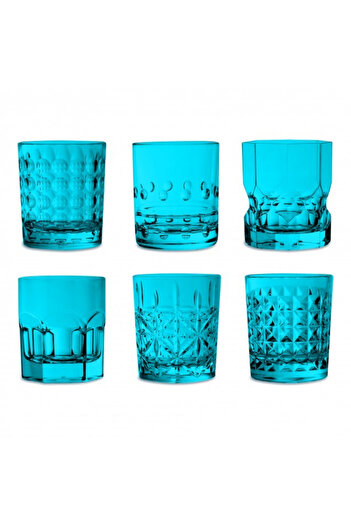 Baci Milano Crystal Touch 6'lı Bardak Seti 300 ml Mavi