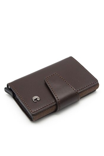 Cacharel Leather Brown Analin Credit Card Holder - 0270D06
