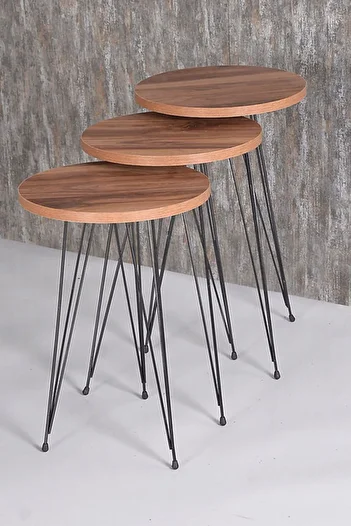 Golden Bark Serving Coffee Tables Set Of 3 Pieces, 34CM, Add Elegance To Your Home - BROWN/BLACK