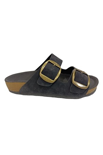 Pierre Cardin 6958 Μαύρες γυναικείες παντόφλες με διπλή πόρπη