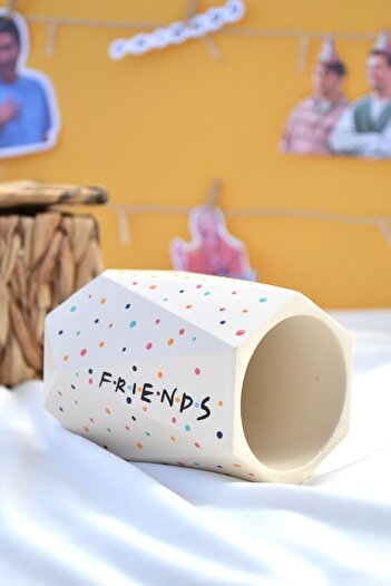 Bİ DOLU DÜKKAN Friends Geometrik Kalemlik Organizer - Vanilya Rengi