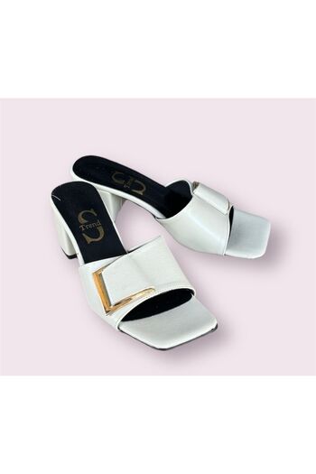 İpek Stone Colored Women's Heeled Slippers - Buckle and Stylish