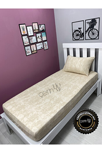 Çetinhome Fabric Fitted Sheet Set - 3 Size Shade Cream Single