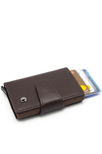 Cacharel Leather Brown Analin Credit Card Holder - 0270D06