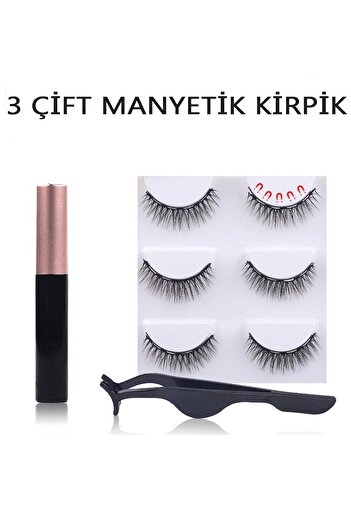 ruby face Gerçek Görünümlü 3 Çift Manyetik Kirpik Manyetik Eyeliner Cımbız Seti