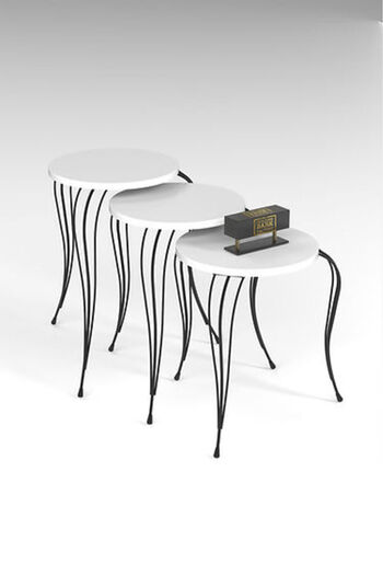 Golden Bark 3-Piece Coffee Table Set, Add Elegance to Your Home, 38 cm - White/Black