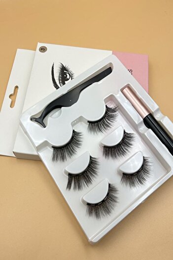 ruby face Gerçek Görünümlü 3 Çift Manyetik Kirpik Manyetik Eyeliner Cımbız Seti