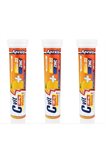Apexis 3x20 Tablets Containing Vitamin C anD Zinc - Vitamin D3