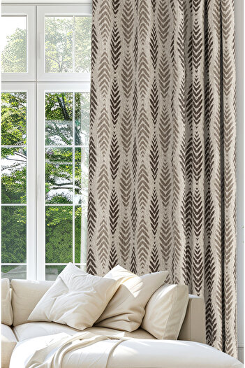CANİLA Black Slit Proof Background Curtain - Abstract Pattern and Digital Printed 1St Quality Decorative Curtain