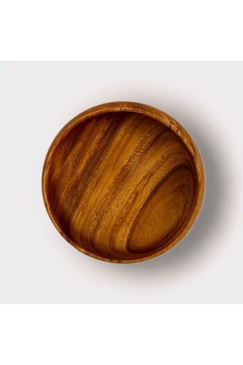ELZEY HOME Natural Acacia Round Snack Bowl & Jam Bowl 10 cm 2 pcs