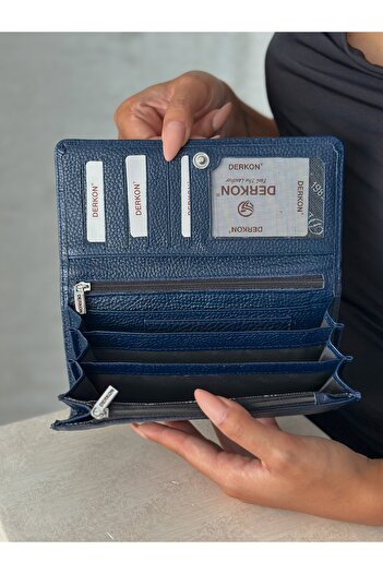 DERKON Dark Blue Women's Wallet with Plenty of Eyes