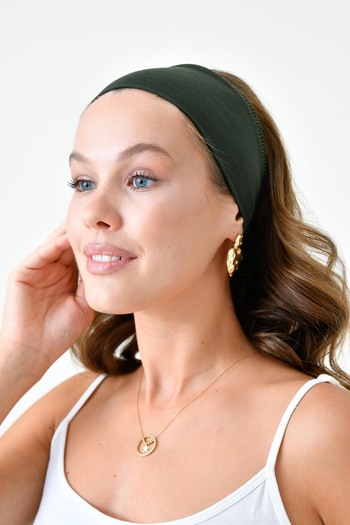 mirach Khaki Wide Hair Bandana |   Women's Sports Combed Cotton Comfortable Use with Sweat Absorbing Bandana