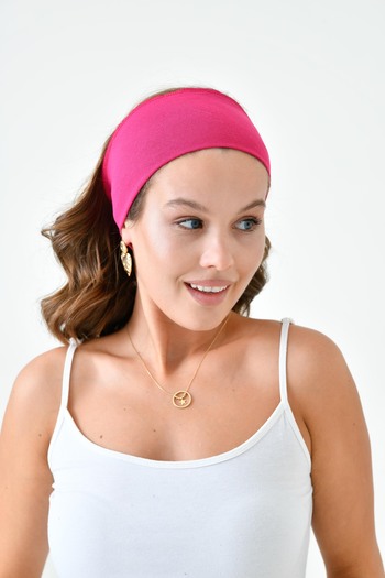 mirach Fuchsia Women's Sports Bandana - Wide Hair, Combed Cotton, Sweat-Absorbent, Comfortable Use