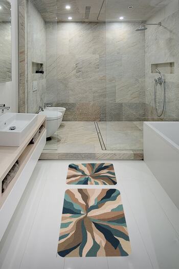 on the clouds Bathroom Carpet Double Toilet Set Non-Slip Based Bathroom Mat Set