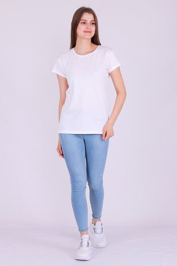 Tshirthane White Color Basic Women's Knitted Short Sleeve T-shirt