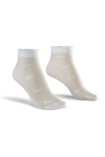 Bonny Silver Women's White Duckless Duckly Socket Silver Socks