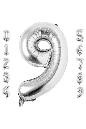 Patladı Gitti 9 Nine Number Silver Foil Balloon 34" Inc 76 cm