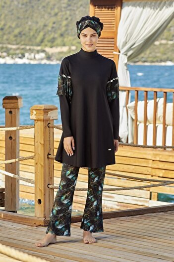 Adasea Arıcı Store Adesa 4255 Lycra Black Hijab Swimsuit