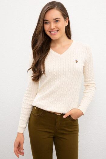 U.S. Polo Assn. Pulover alb tricotaj Basic G082sz0tk.000.1078738