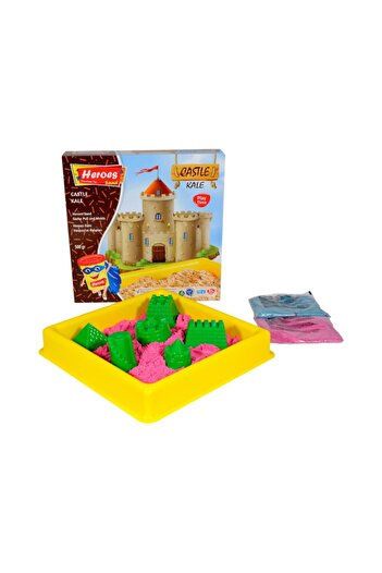 HEROES 6 Pieces of Castle Molded 500 gr Colorful Kinetic Play Sand Set with Small Pool