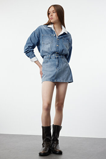 Trendyol Collection Rochie mini albastră din denim - TWOAW25EL00248