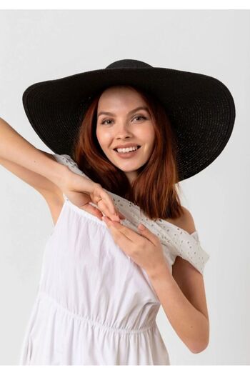 FRESCO SCARFS Large Adjustable Round Straw Hat