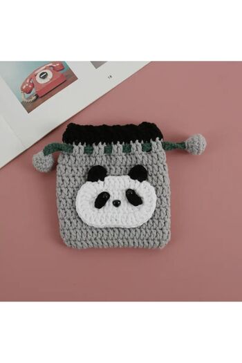afralya home Airpods Bag Handcrafted Mini Figure Wallet Knitted Wallet