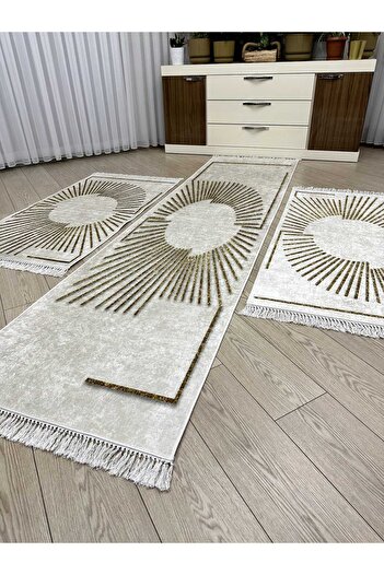 ALLGELSİN Yatak Odası Halısı Seti 3 'lü Yatak Odası Halı Takımı 2 Adet 80x150 1 Adet 80x300 Cm Halı Seti