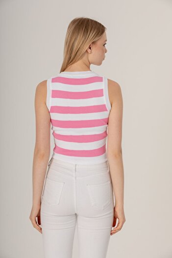 İLKCET MODA Γυναικεία πλεκτά ριγέ Crop